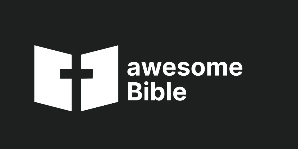 Die weiße awesomeBible Wordmark auf einem dunklen Hintergrund