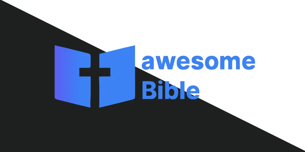 Die awesomeBible Wordmark mit einem Farbverlauf, jeweils zur Hälfte auf einem hellen und einem dunklen Hintergrund