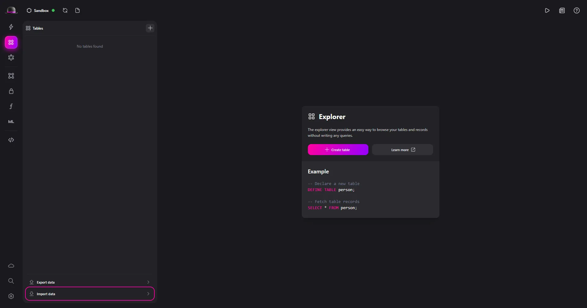 Surrealist Database view